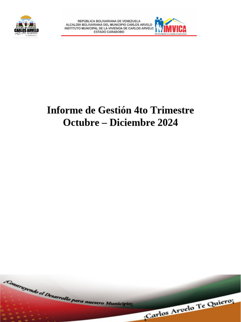 Imvica - Resumen Informe Cuarto Trimestre 2024 | PDF | Presupuesto