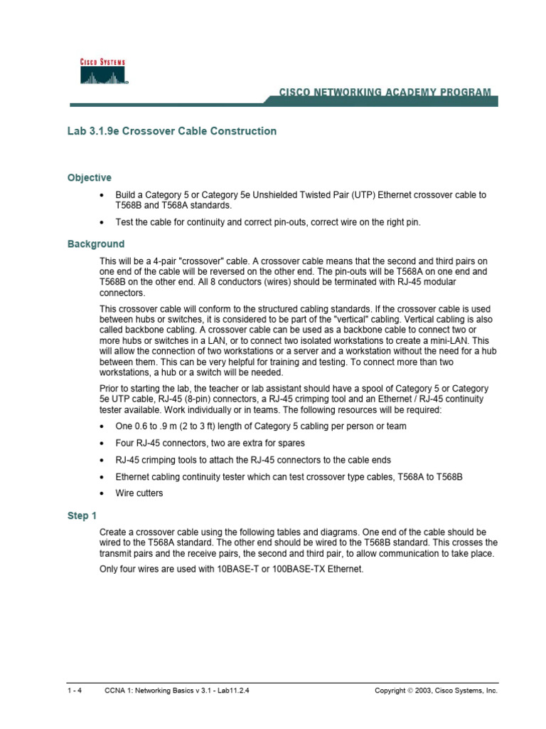 Crossover Cable Construction Guide | PDF | Electrical Connector ...