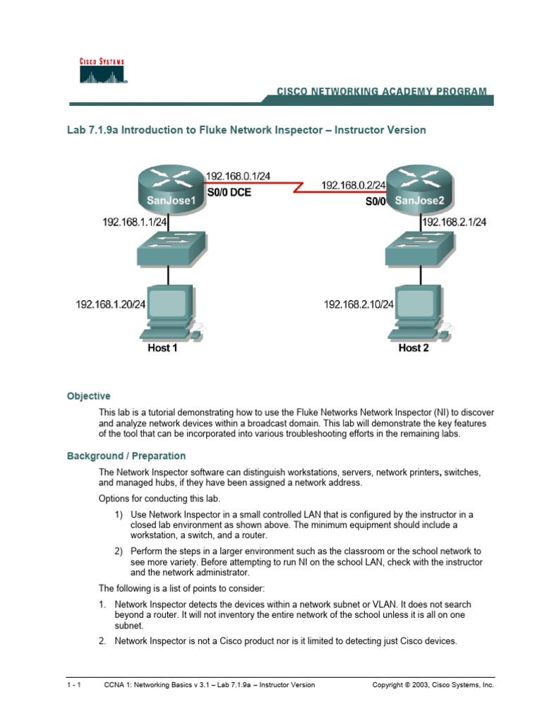 Fluke Network Inspector Lab Tutorial | PDF | Computer Network | Cisco ...
