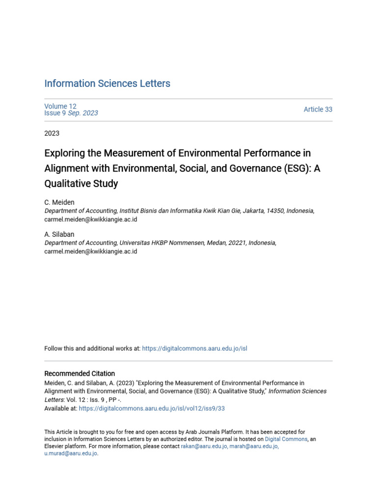 Measuring Environmental Performance in ESG | PDF | Sustainability ...