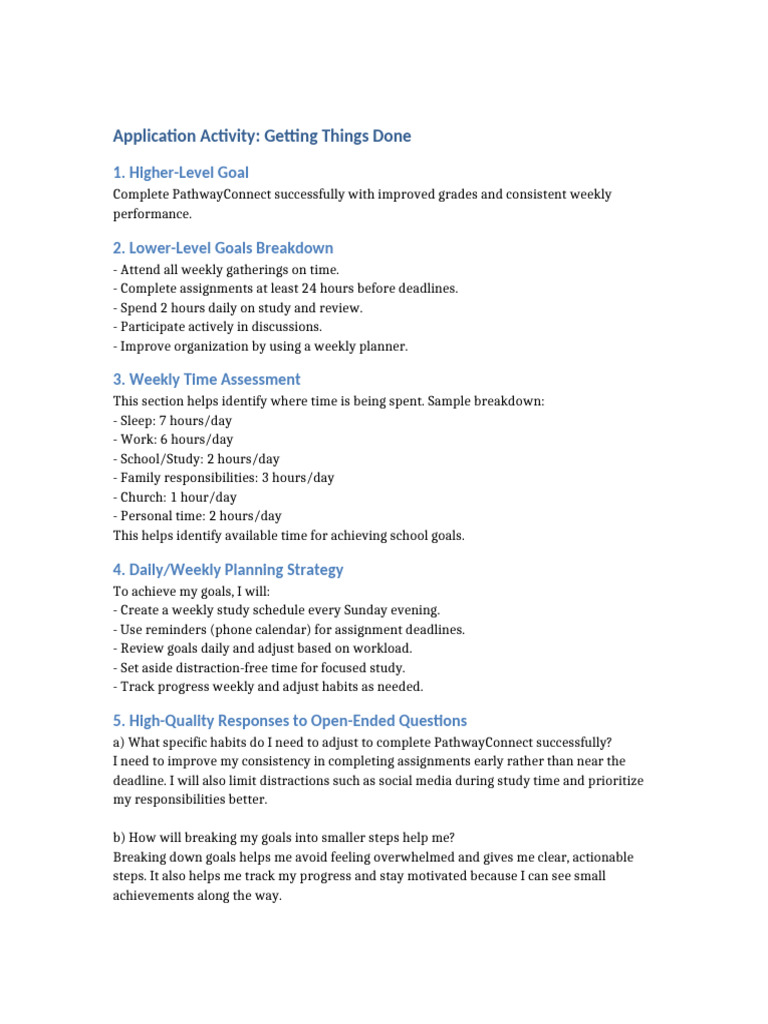 Application Activity Getting Things Done | PDF