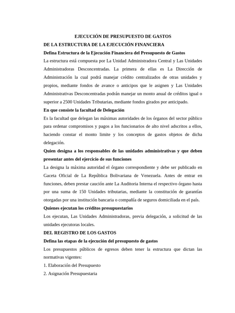 Ejecución de Presupuesto de Gastos | PDF | Presupuesto