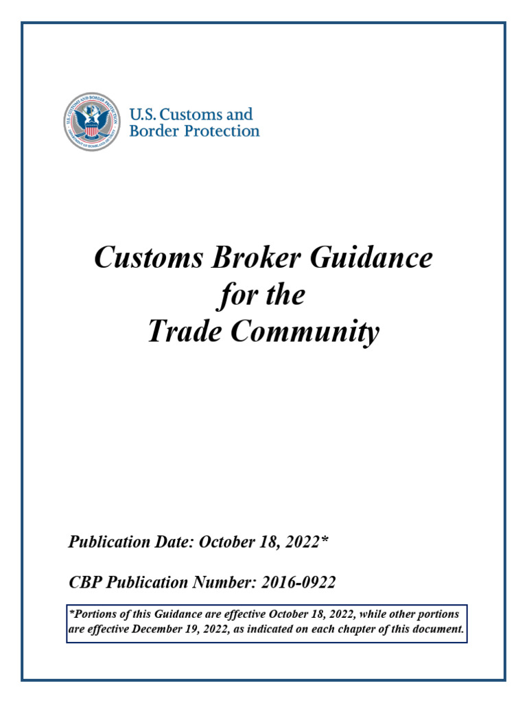 Customs Broker Guidance - CBP Publication # 2016-0922_1 | PDF | Customs ...
