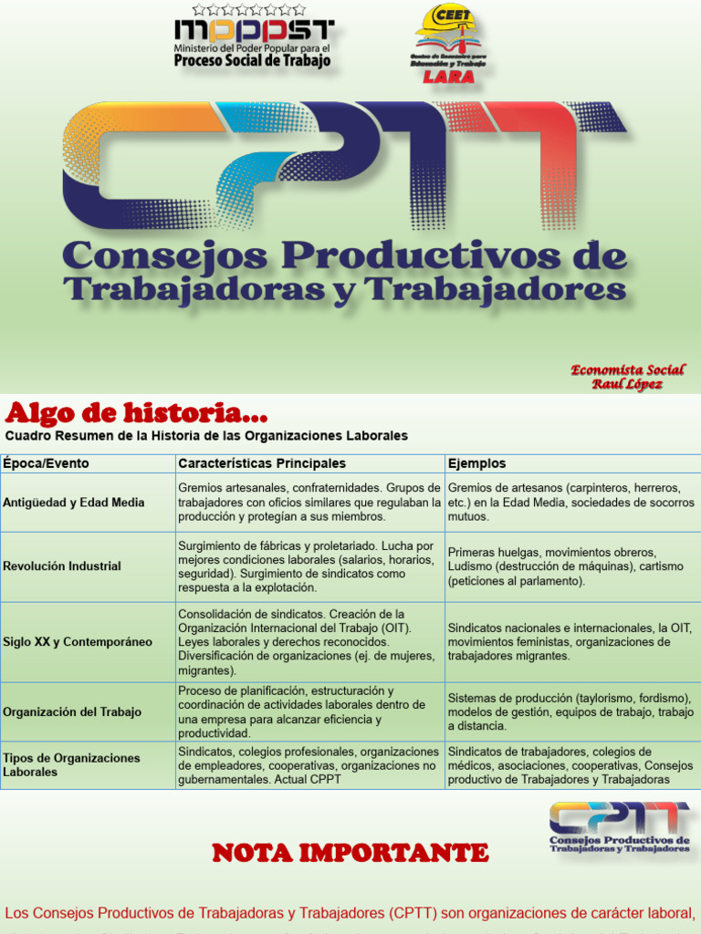 Historia y Funciones de los CPTT en Venezuela | PDF | Derecho laboral ...