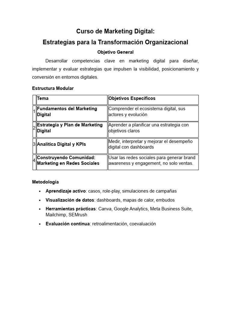 Curso de Marketing Digital | PDF | Publicidad digital | Marketing