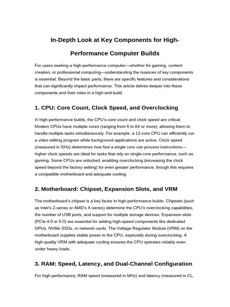 High-Performance PC Build Components Guide | PDF | Central Processing ...