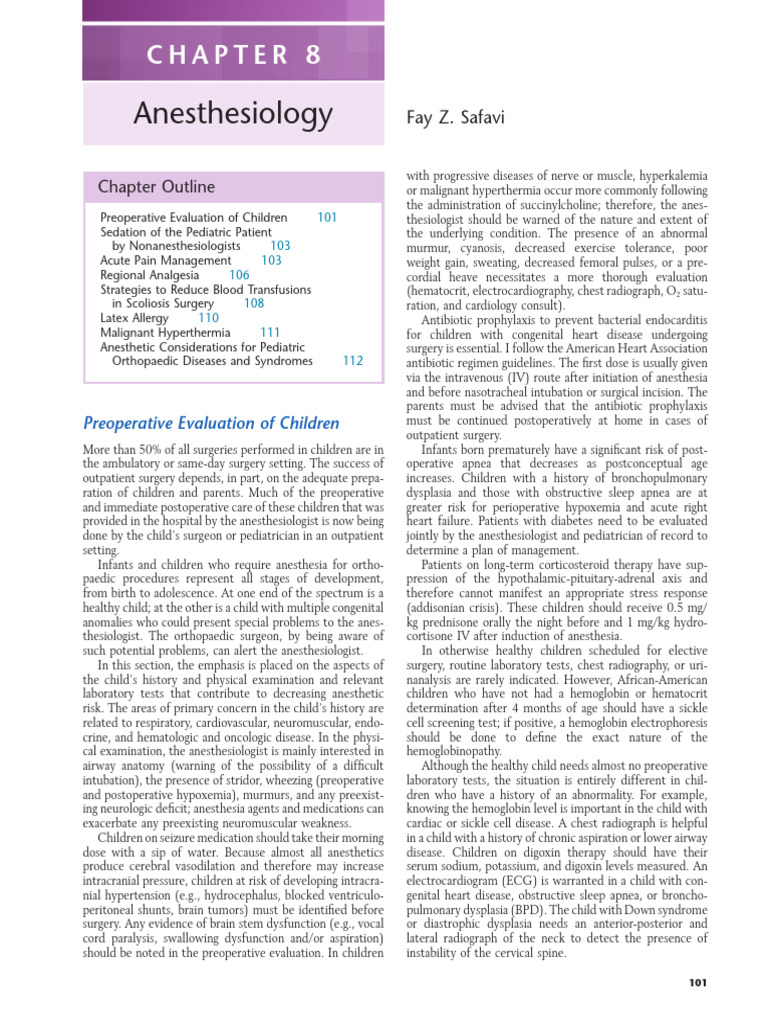 Pediatric Anesthesia Preoperative Guide | PDF | Opioid | Anesthesia