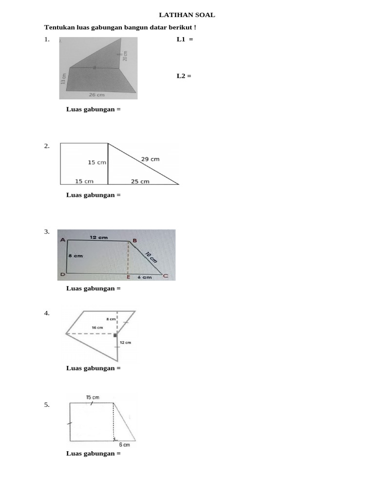 Latihan Soal Luas Gabungan Bag 2 | PDF