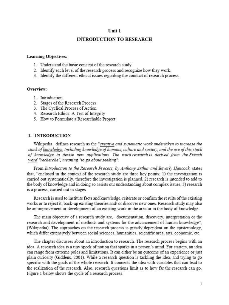 Introduction to Research Process and Ethics | PDF | Methodology ...