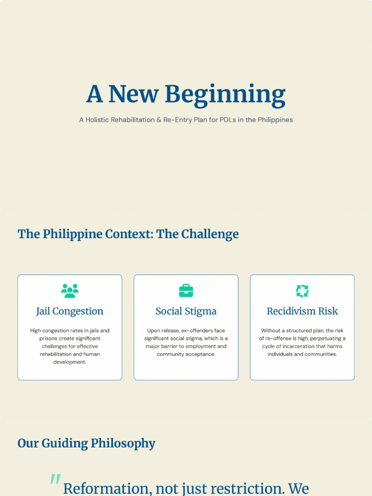 PDL Rehabilitation and Re-Entry Plan Philippines | PDF