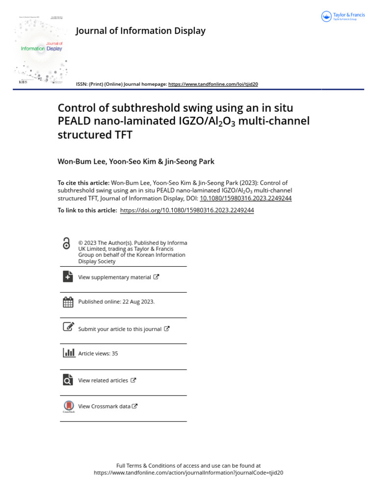 Subthreshold Swing Control in Multi-Channel TFTs | PDF | Electronics ...