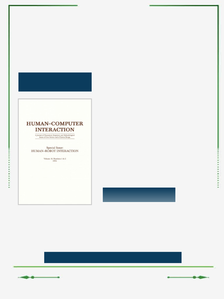 Human robot Interaction A Special Double Issue of human computer ...