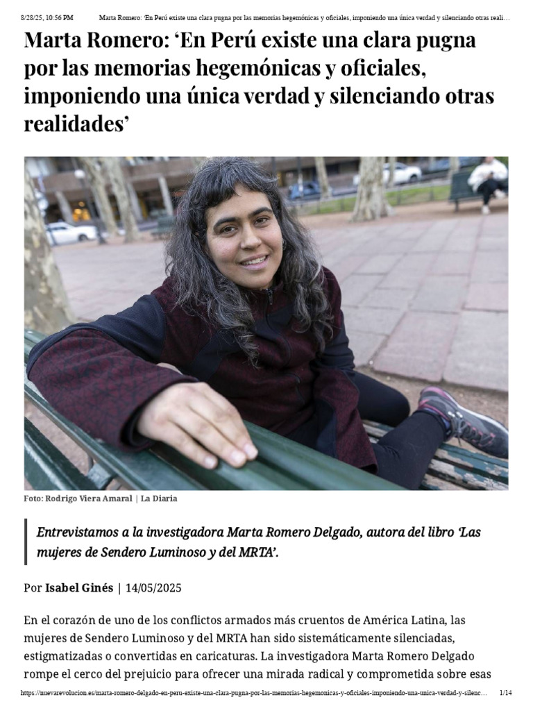 Marta Romero_ 'En Perú existe una clara pugna por las memorias ...