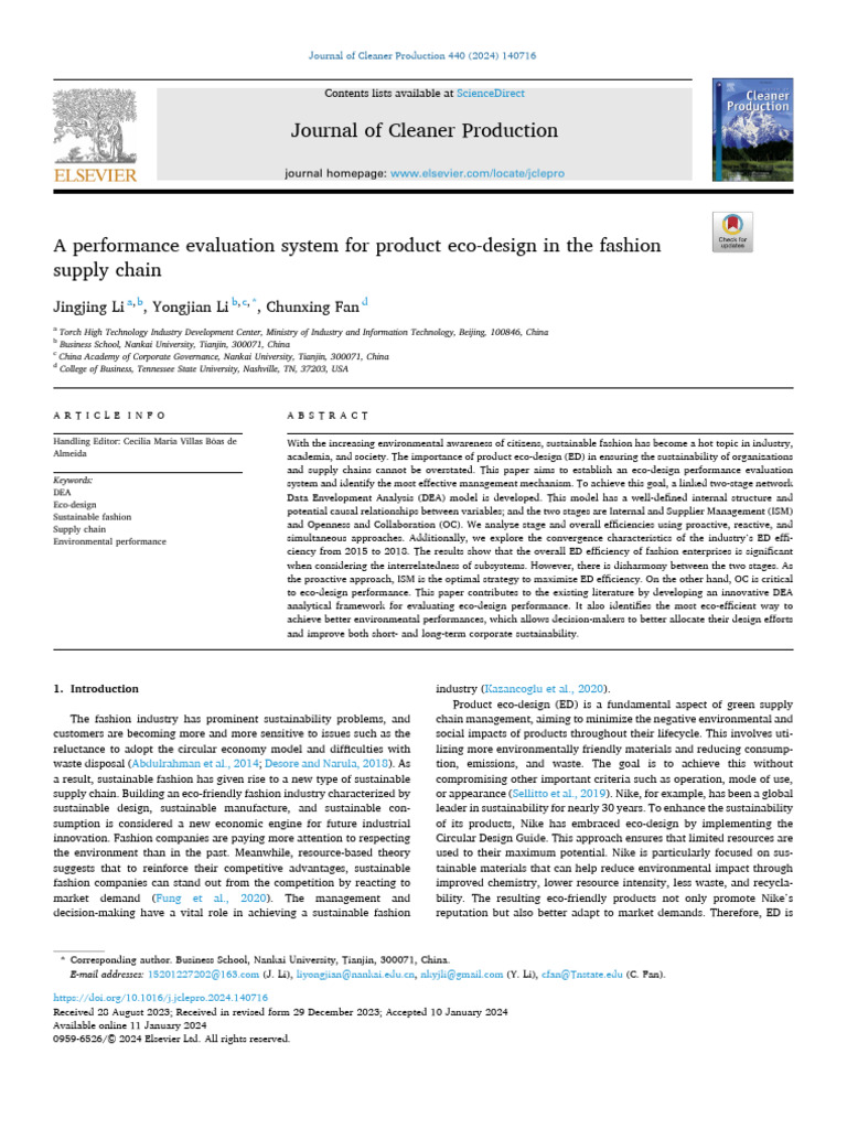 A Performance Evaluation System for Product Eco-Design in Th | PDF ...