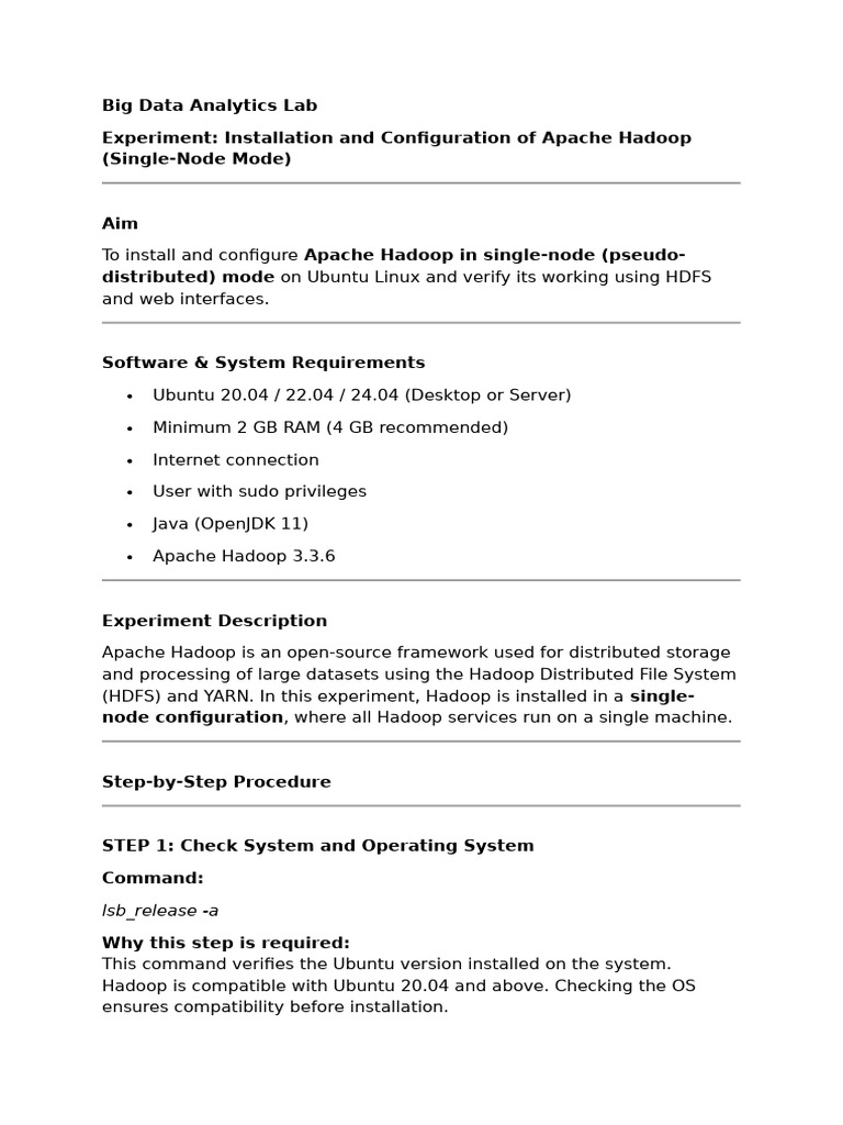 Install Apache Hadoop on Ubuntu | PDF | Apache Hadoop | Java ...