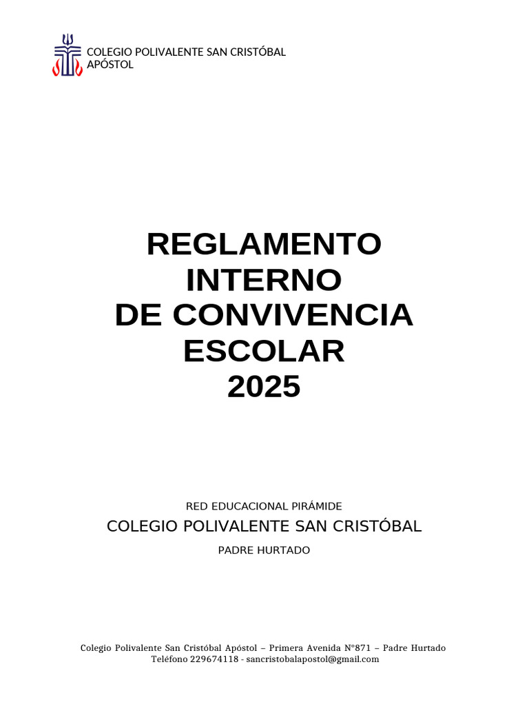 Reglamento Interno de Convivencia Escolar 2025 | PDF | Chile ...