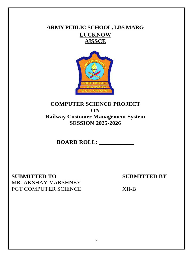 Railway Customer Management System Project | PDF | Databases | My Sql