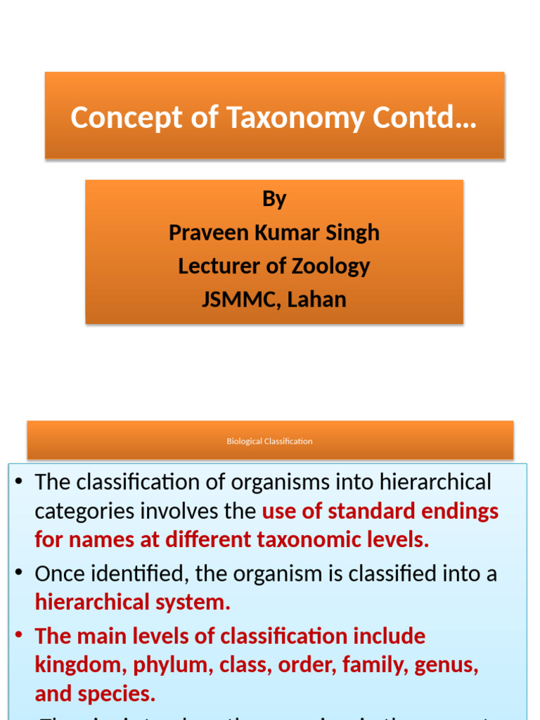 Concept of Taxonomy slide | PDF | Species | Taxonomy (Biology)