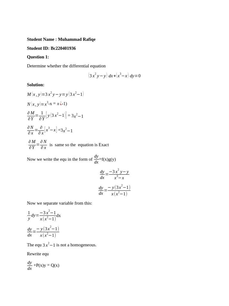 Differential Equations Solutions and Methods | PDF | Equations ...