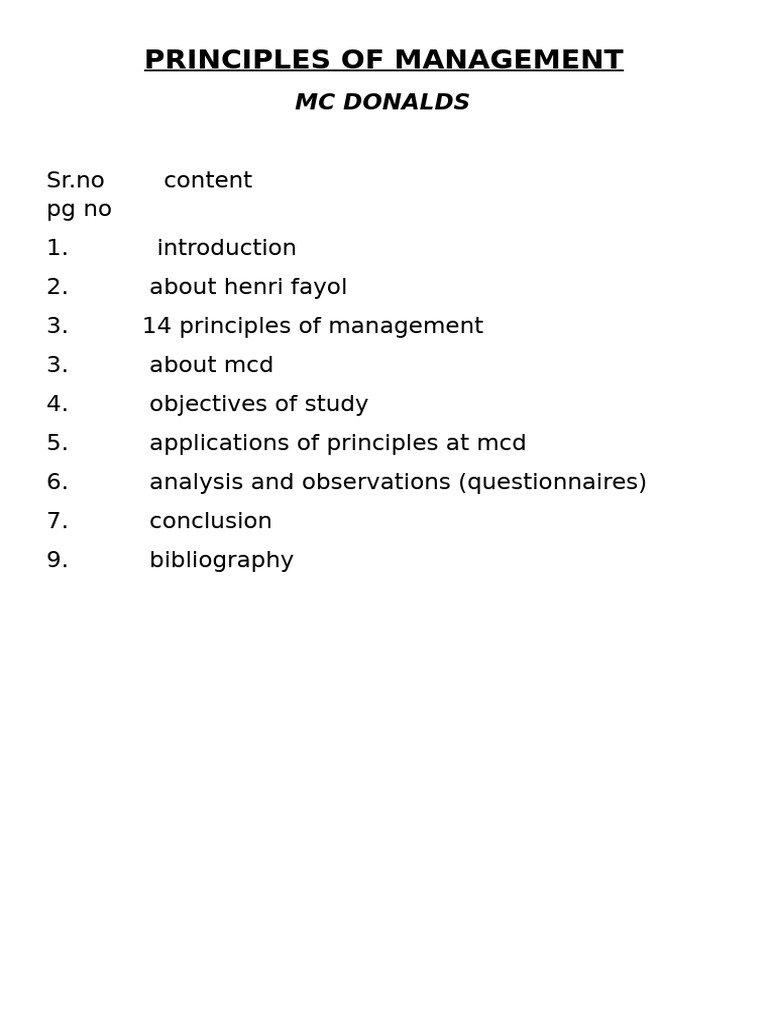 McDonald's Management Principles Analysis | PDF | Mc Donald's | Business
