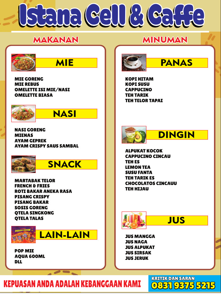 Menu Lezat di Ištana Cell & Caffé | PDF