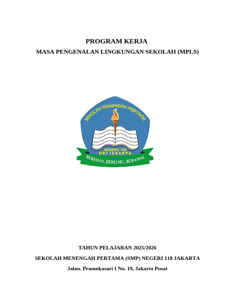 Program MPLS SMPN 118 Jakarta 2025/2026 | PDF