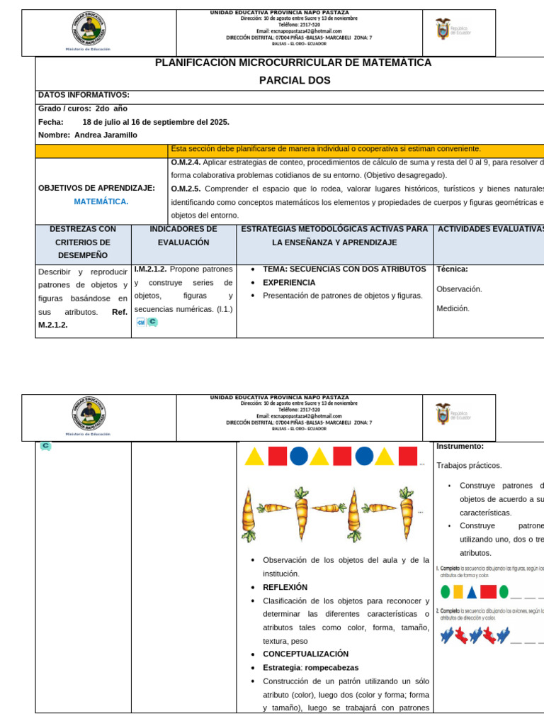 2do - Micro - Matemática (2) | PDF | Sustracción | Matemáticas