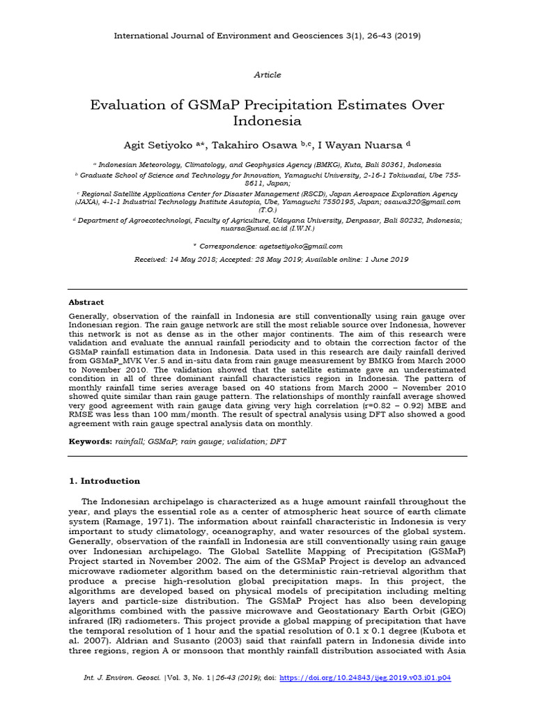 Evaluating GSMaP Rainfall in Indonesia | PDF | Rain | Precipitation
