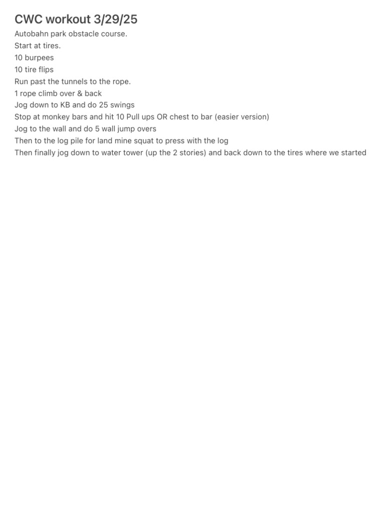 CWC Workout 32925 | PDF