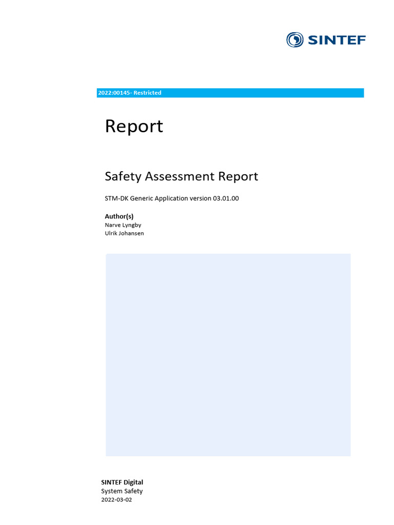 Safety Assessment Report for the STM-DK 2022-03-02 | PDF | Verification ...