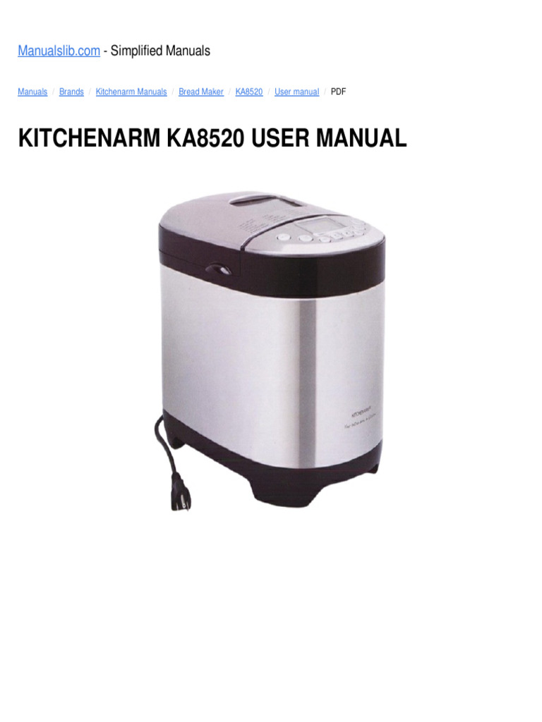 Kitchenarm KA8520 Bread Maker Manual | PDF | Breads | Flour