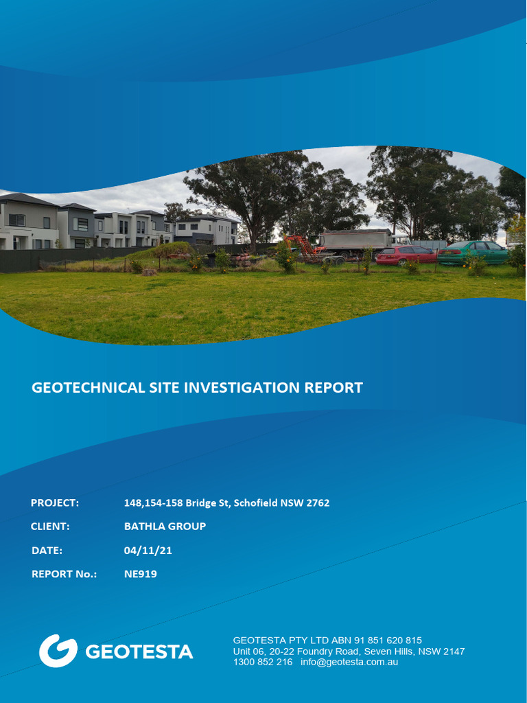 Geotechnical Report for Schofields Site | PDF | Geotechnical ...