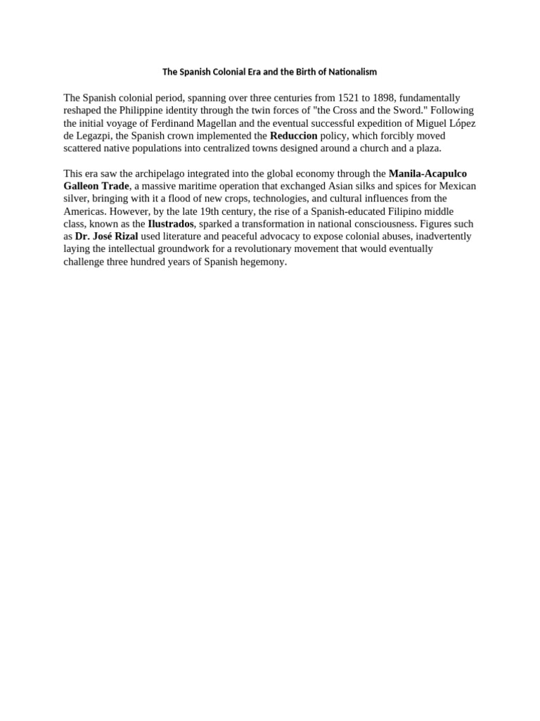 The Spanish Colonial Era and the Birth of Nationalism | PDF