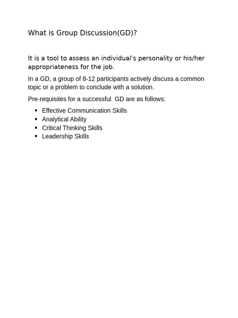 Understanding Group Discussion (GD) Essentials | PDF