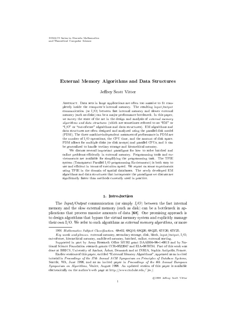 External Memory Algorithms Overview | PDF | Computer Data Storage ...