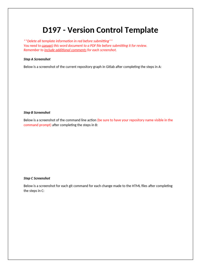 Git Version Control Template Guide | PDF