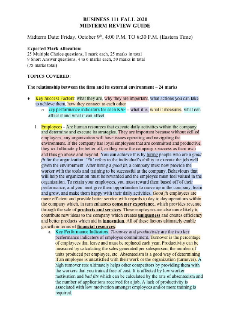 Bu111 Midterm | PDF