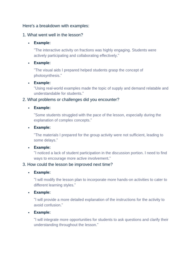 Teaching Reflection and Comprehension Checklist | PDF | Reading ...