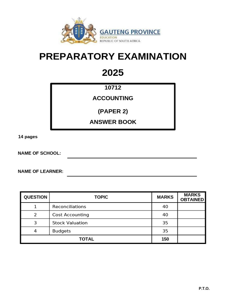 10712 Accounting P2 Eng Answer Book_x5 | PDF | Cash | Stocks
