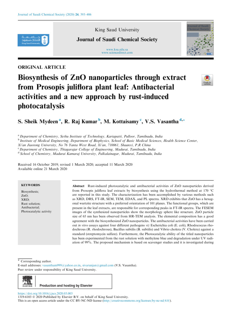Biosynthesis of ZnO Nanoparticles Through Extract | PDF | Zinc Oxide ...