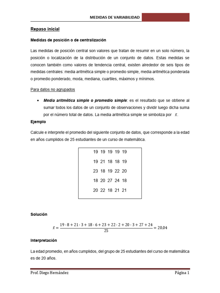 Medidas de Variabilidad en Estadística | PDF | Media | Significado ...