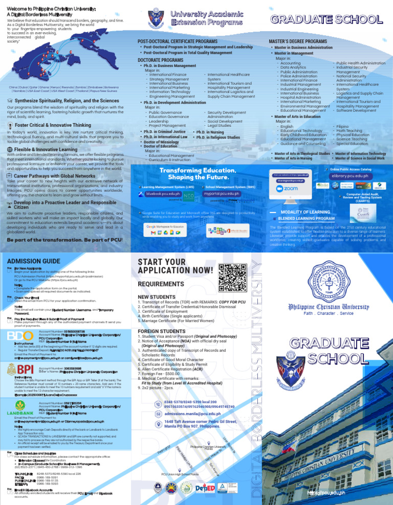 Philippine Christian University Graduate Programs | PDF