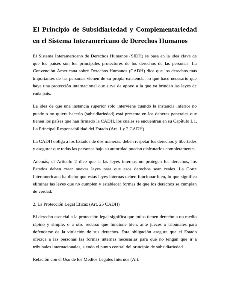 Subsidiariedad y Complementariedad en Derechos Humanos | PDF | Debido ...