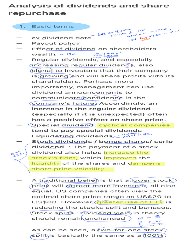 Dividend and Share Repurchase Analysis | PDF | Dividend | Share Repurchase