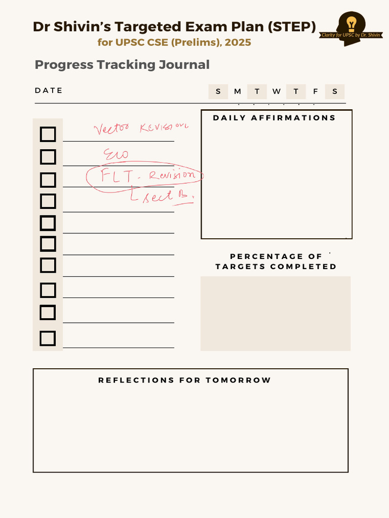 UPSC CSE 2025 Exam Progress Journal | PDF