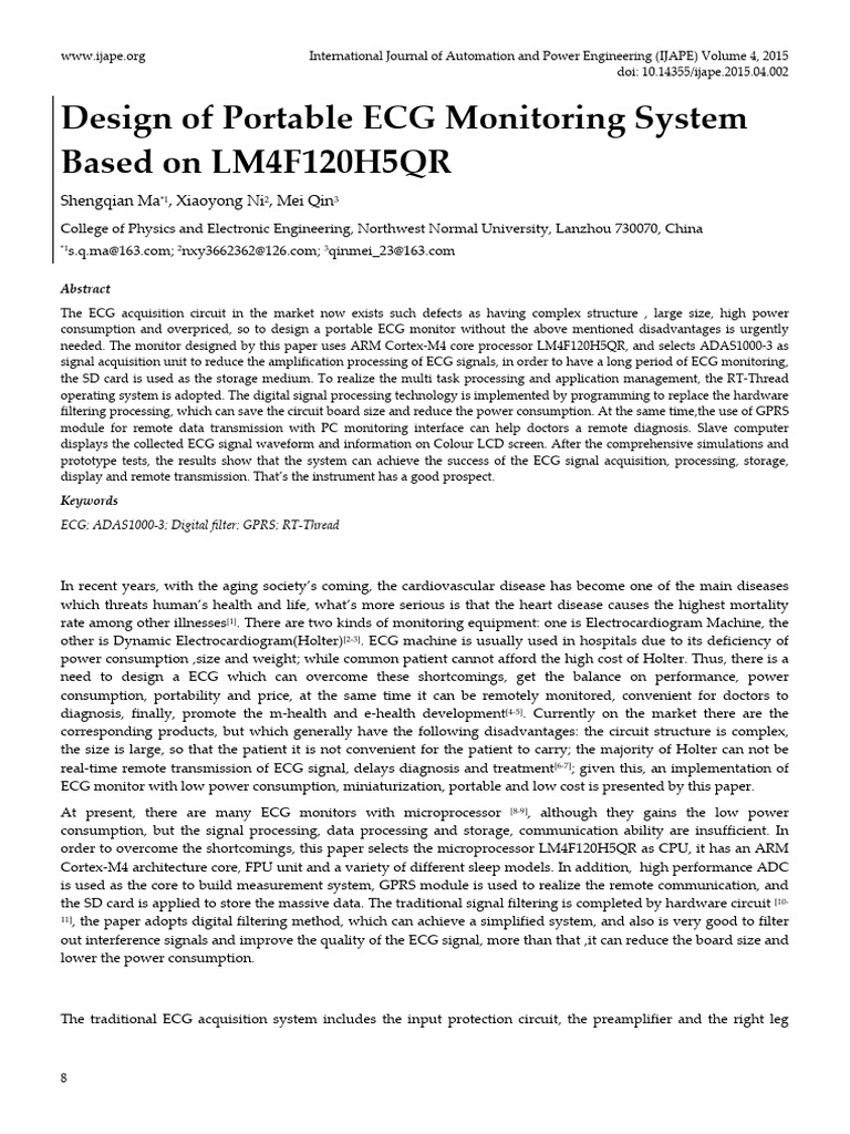 Portable ECG Monitoring System Design | PDF | Electronic Circuits ...
