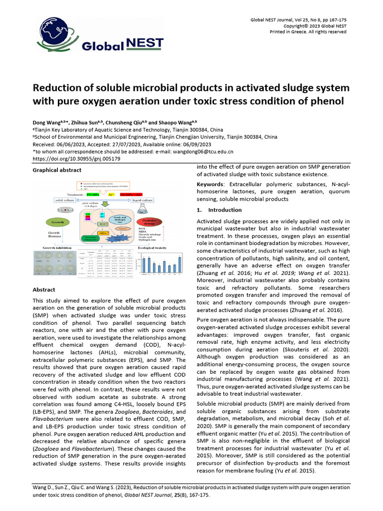 Pure Oxygen Aeration Reduces SMP in Sludge | PDF | Sewage Treatment ...