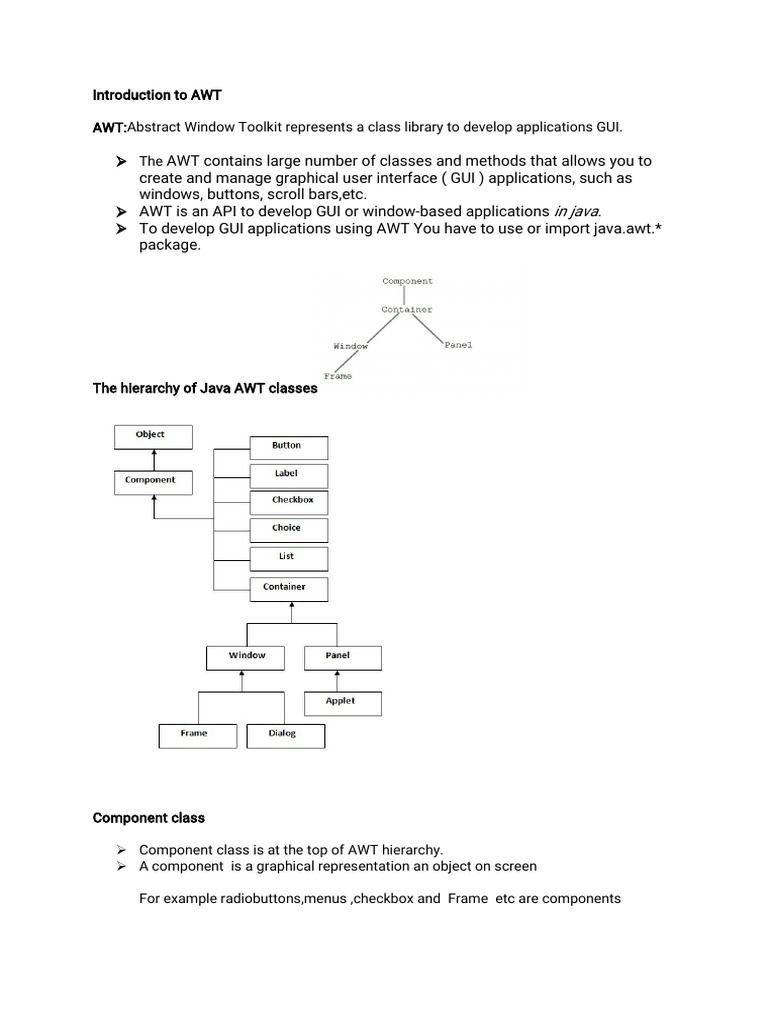 Java AWT and Swing GUI Overview | PDF | Graphical User Interfaces