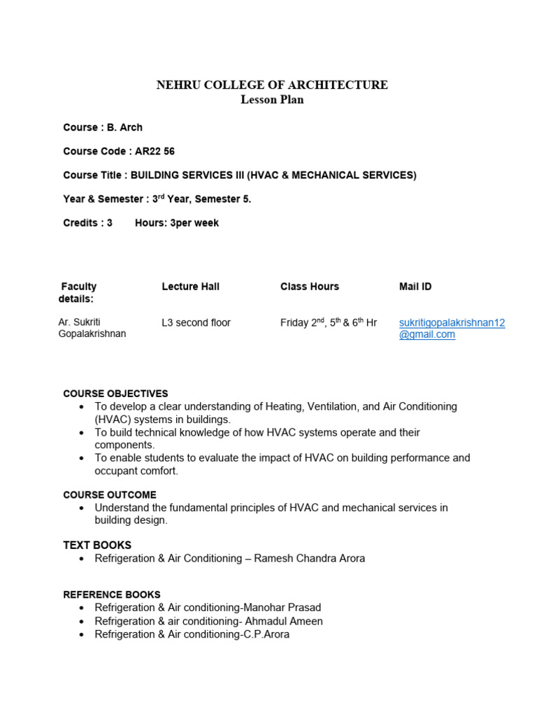 HVAC Lesson Plan | PDF | Physical Quantities | Building Automation