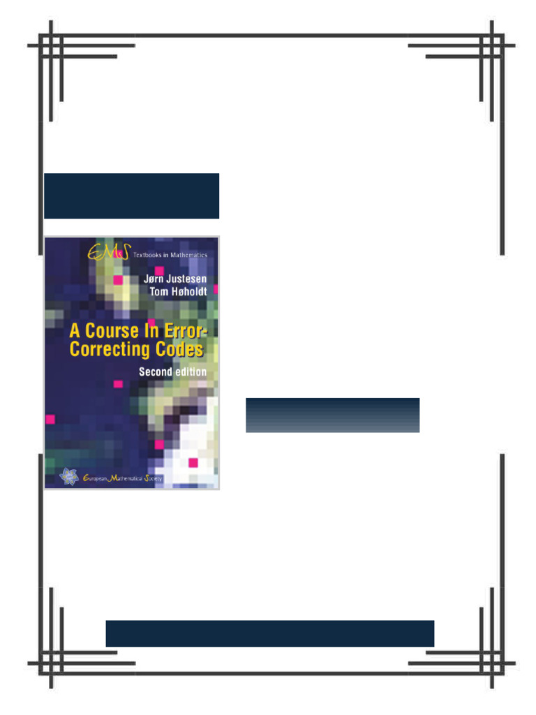 A Course In Error Correcting Codes Second Edition Jørn Justesen eBook ...